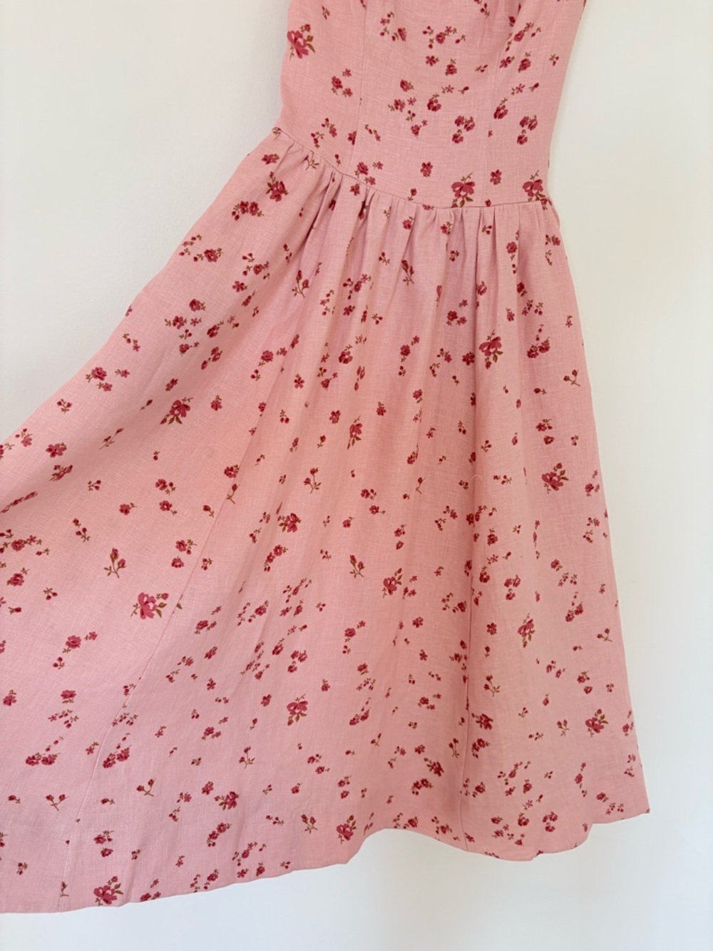 NEW Reformation Janu Midi Linen Dress Noelia Pink Floral | US 0 UK 4 - Picture 11 of 14